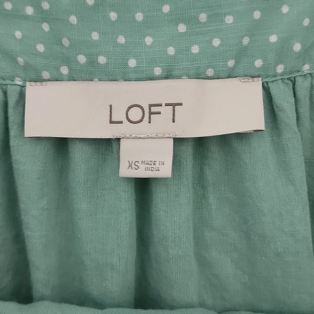 Loft‎ Dotted Lacy Tiered Square Neck  Top Size XS